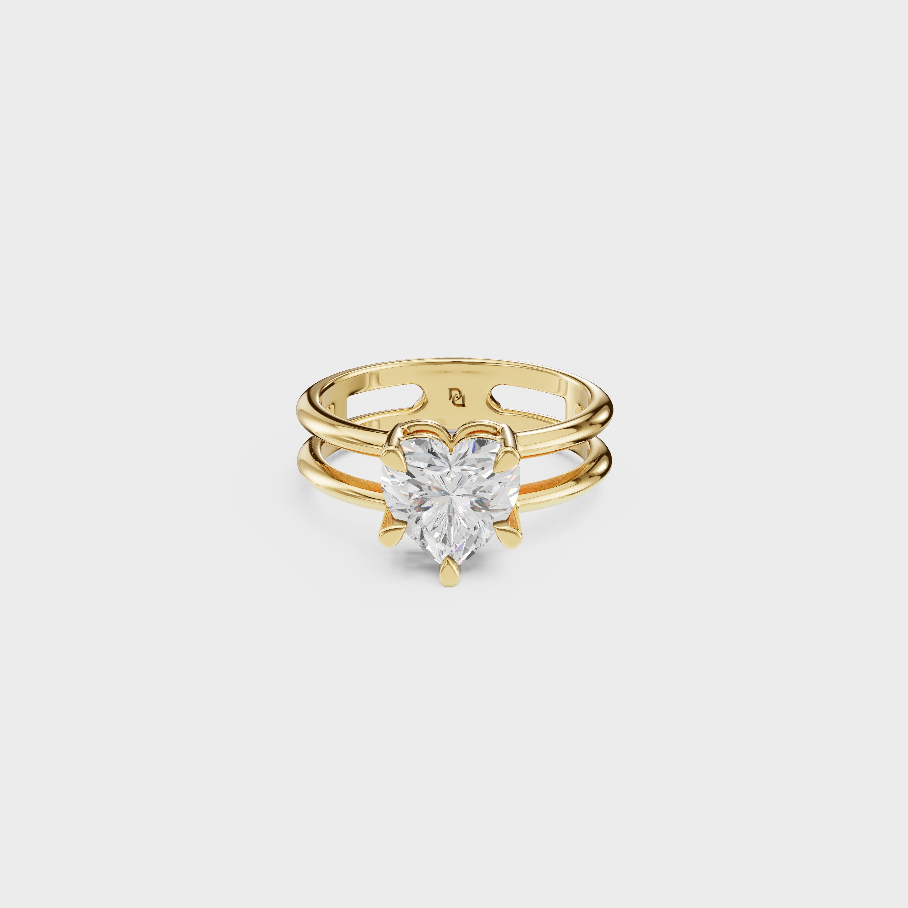 Double Row Heart Cut Diamond Ring