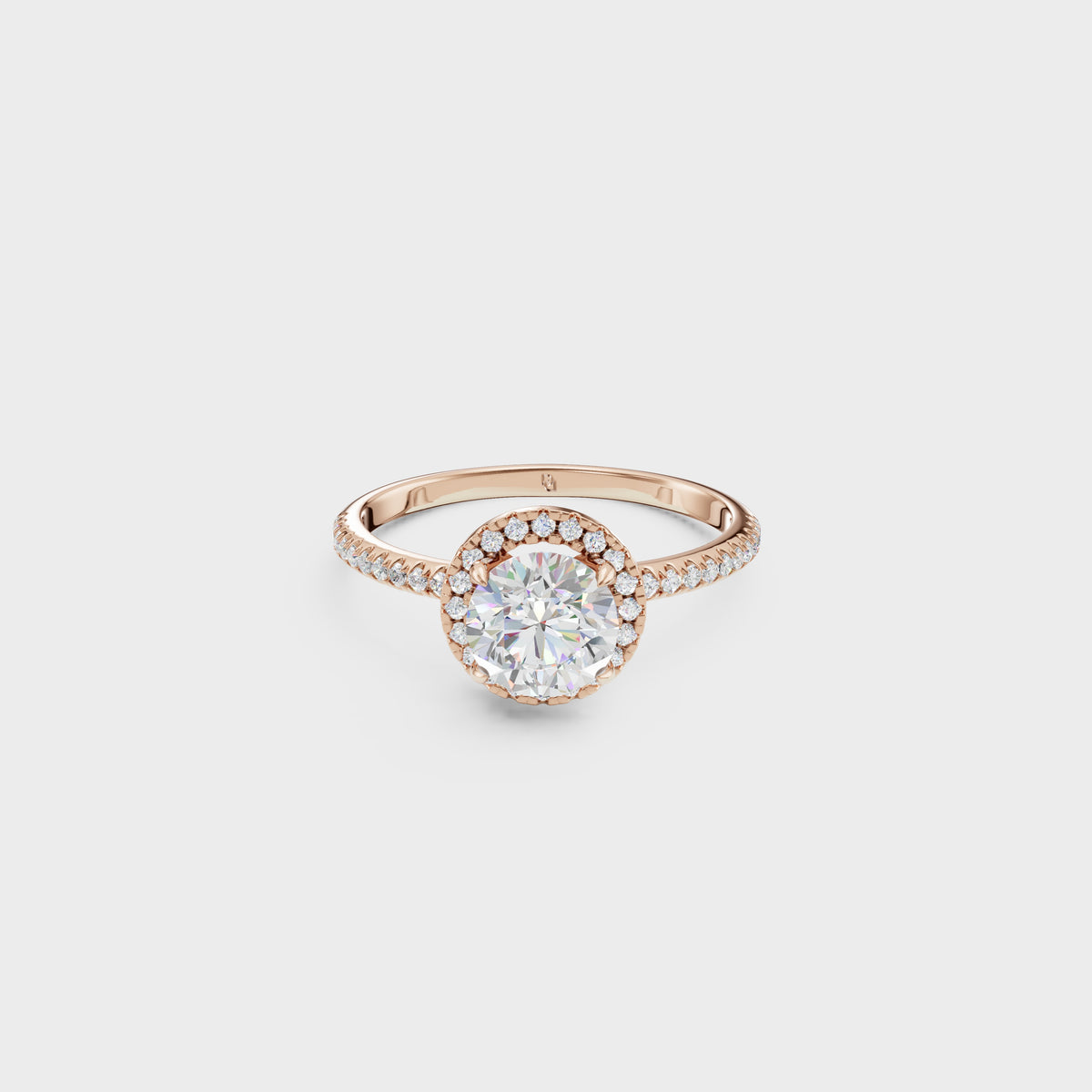 0.70ct Aura Round Cut Diamond Halo Engagement Ring