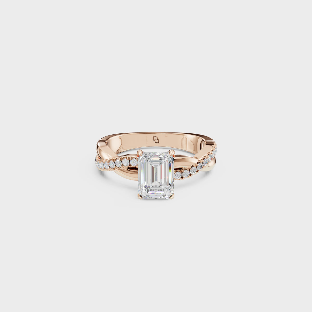 1.02ct Eternal Embrace Emerald Cut Twisted Engagement Ring