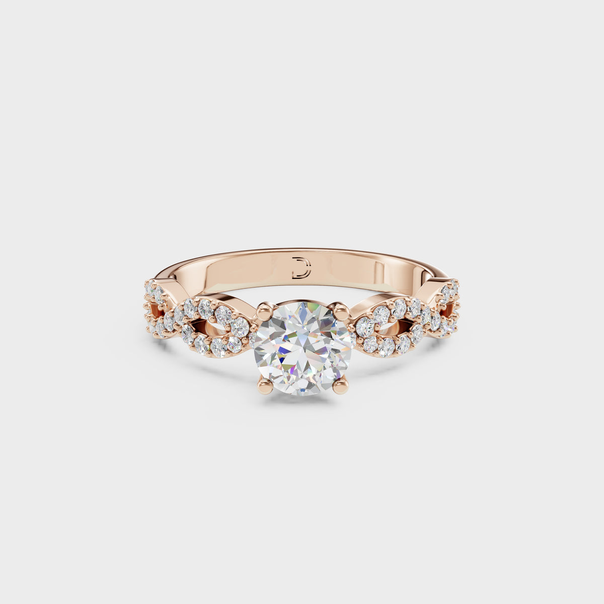 0.45 Round Cut Diamond Pave Twist Engagement Ring