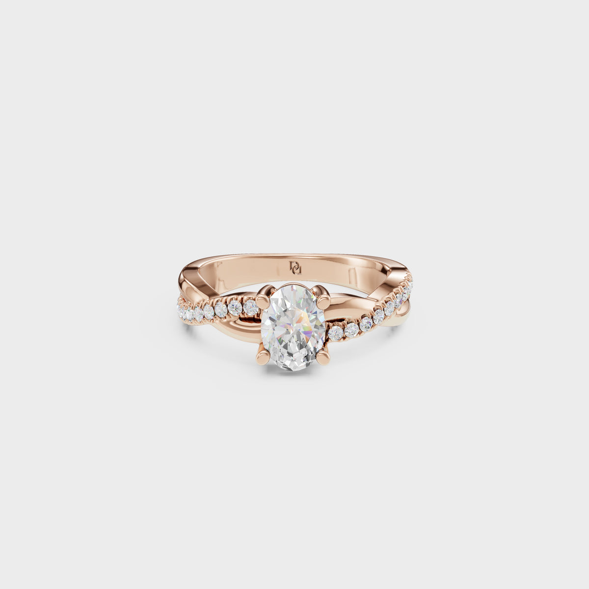 0.75ct Oval Cut Round Twisted Shank Ring