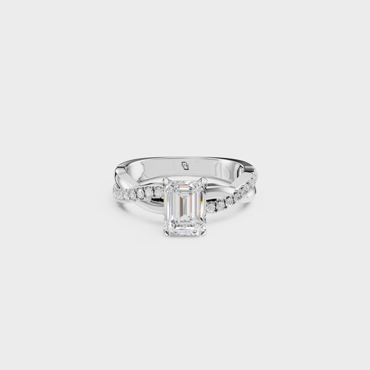 1.02ct Eternal Embrace Emerald Cut Twisted Engagement Ring