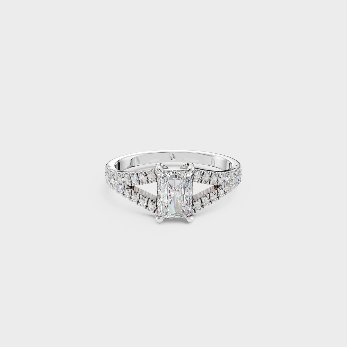 1ct Radiant Cut Double Band Engagement Ring