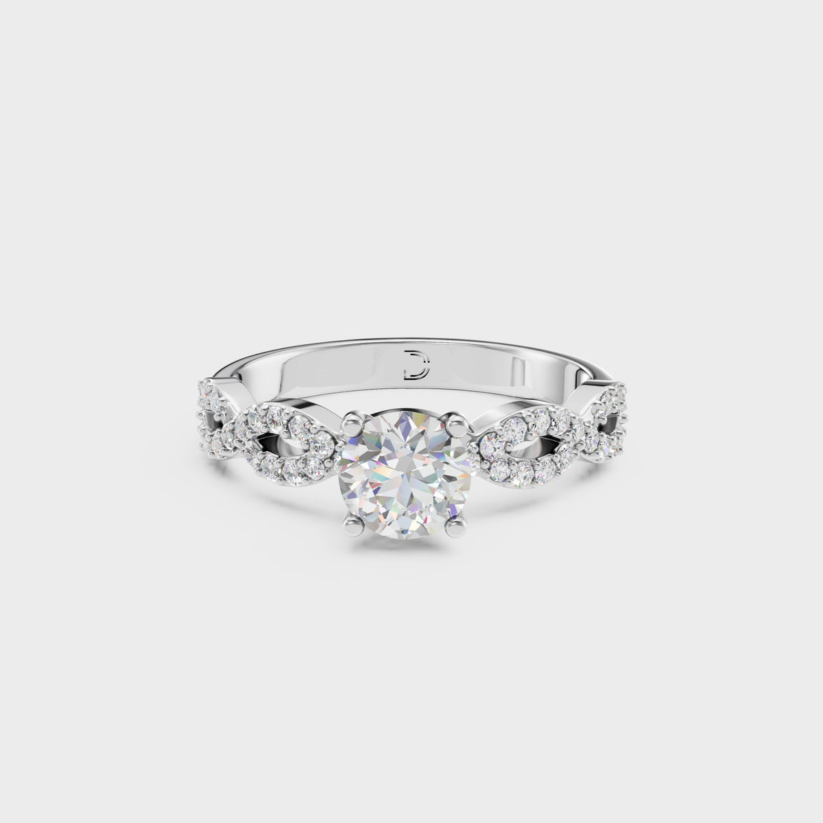 0.45 Round Cut Diamond Pave Twist Engagement Ring
