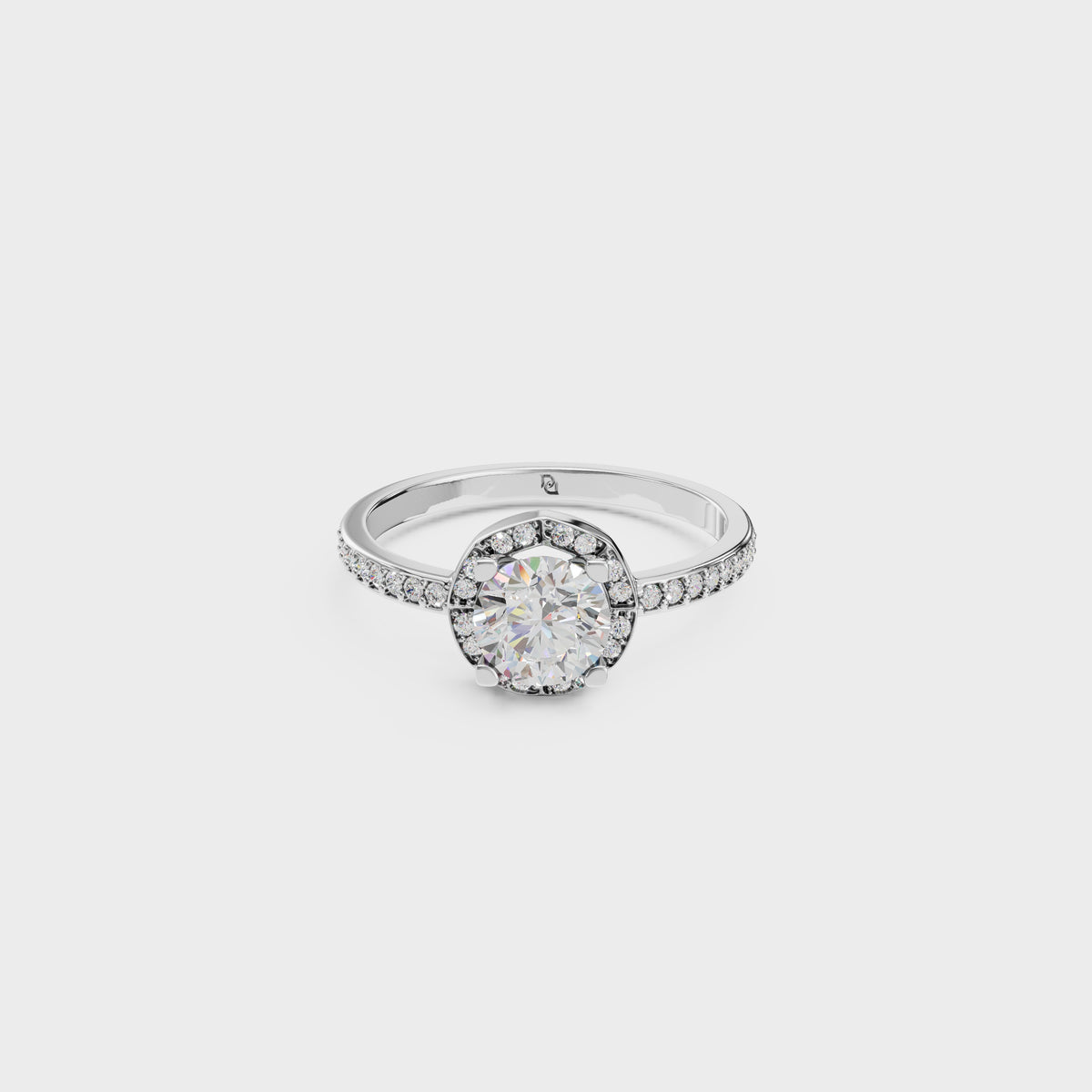 0.75ct Round Cut Engagement Ring with Channel Set Band