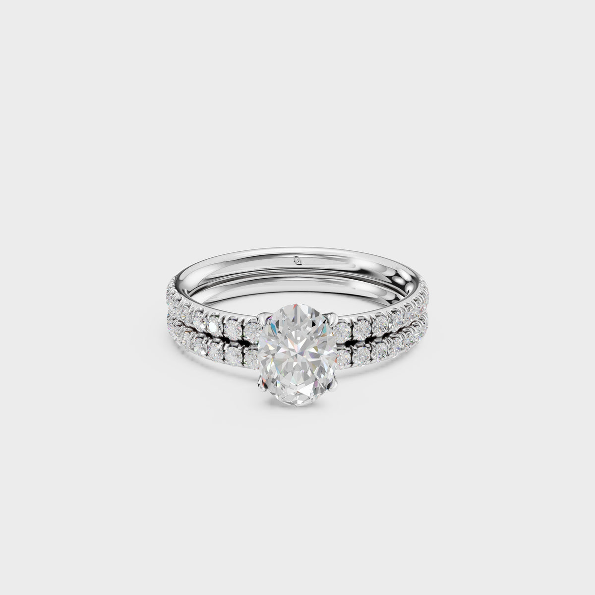 0.80ct Oval Cut Diamond Solitaire with Pave Wedding Band
