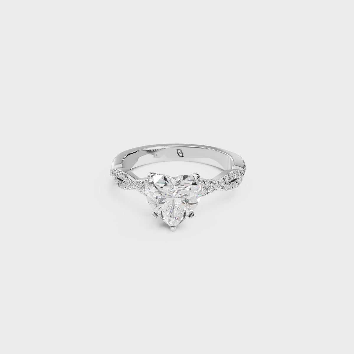 1.70ct Hidden Halo Petite Heart Engagement Ring