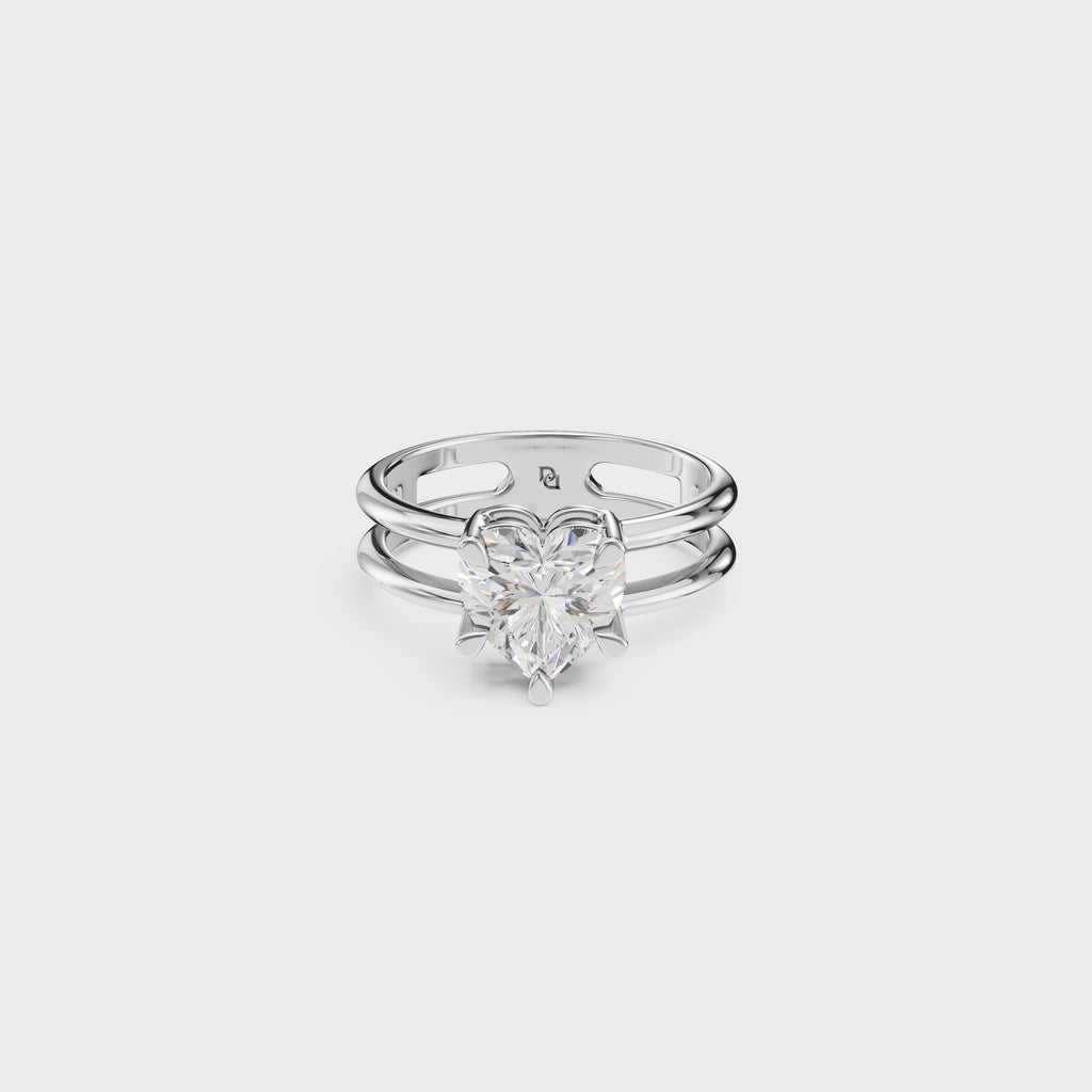 Double Row Heart Cut Diamond Ring