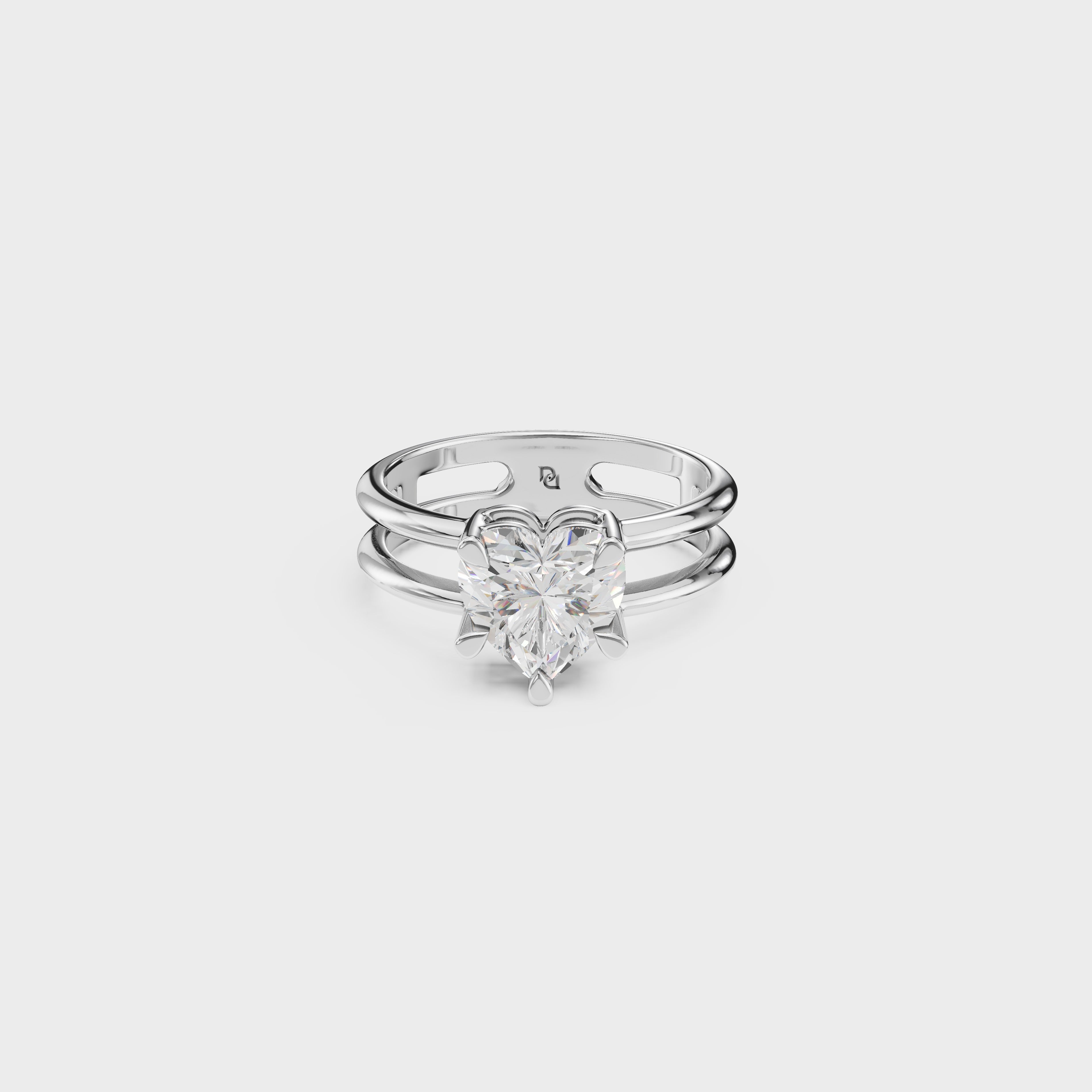 Double Row Heart Cut Diamond Ring
