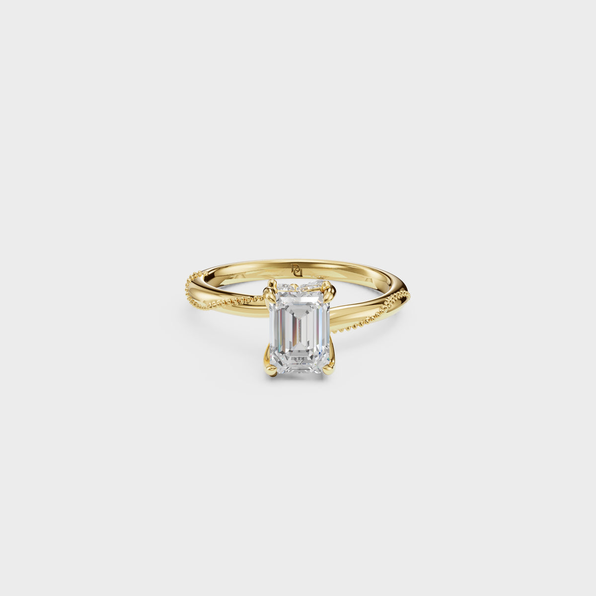1ct Emerald Cut Crossover Engagement Ring