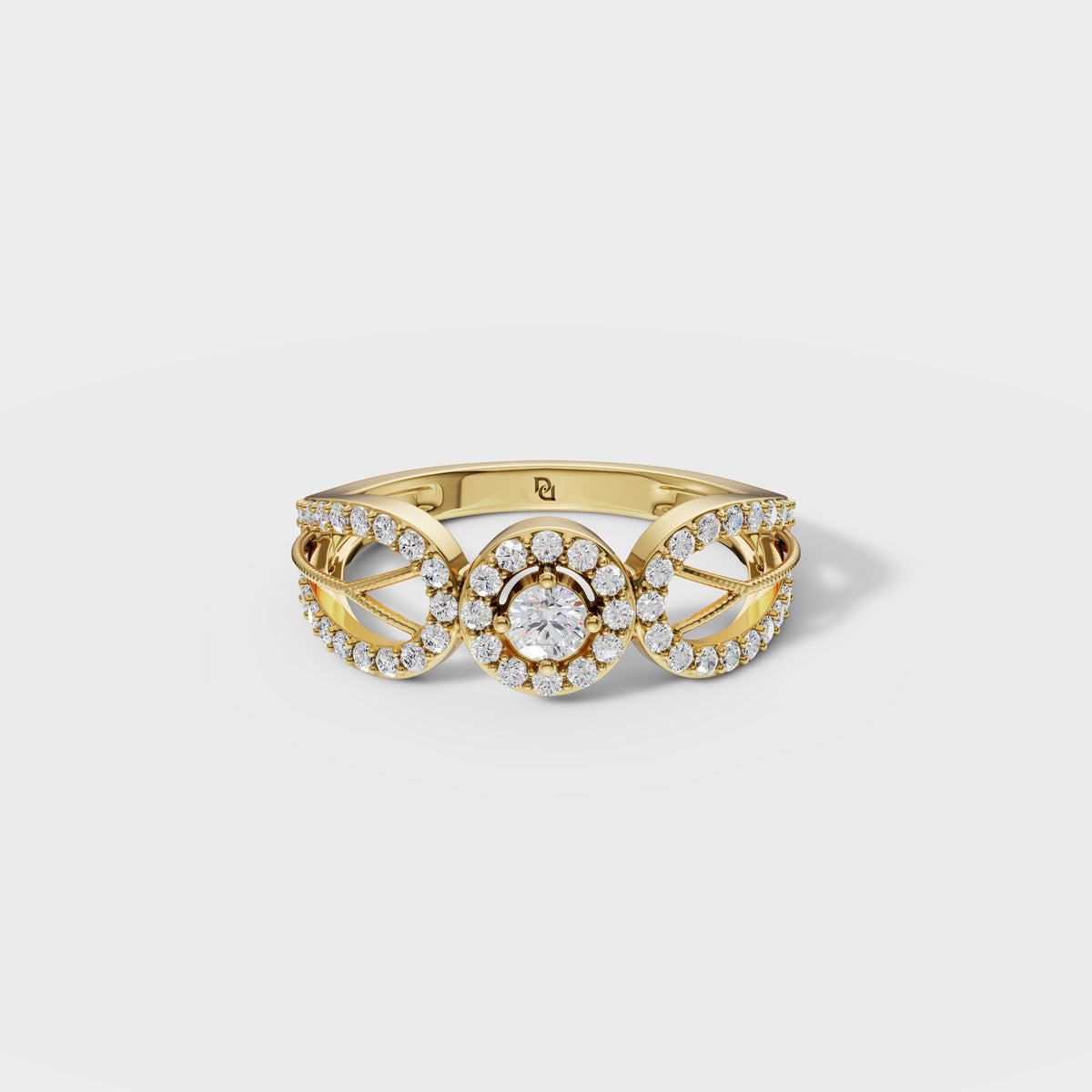 0.45ct Round cut Art Deco Bloom Engagement Ring