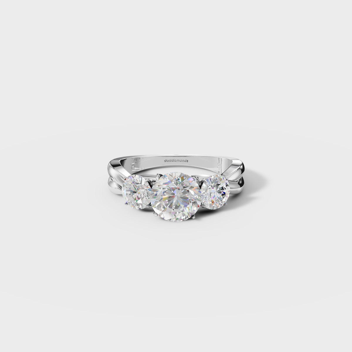 Classic Round Diamond Trilogy Engagement Ring