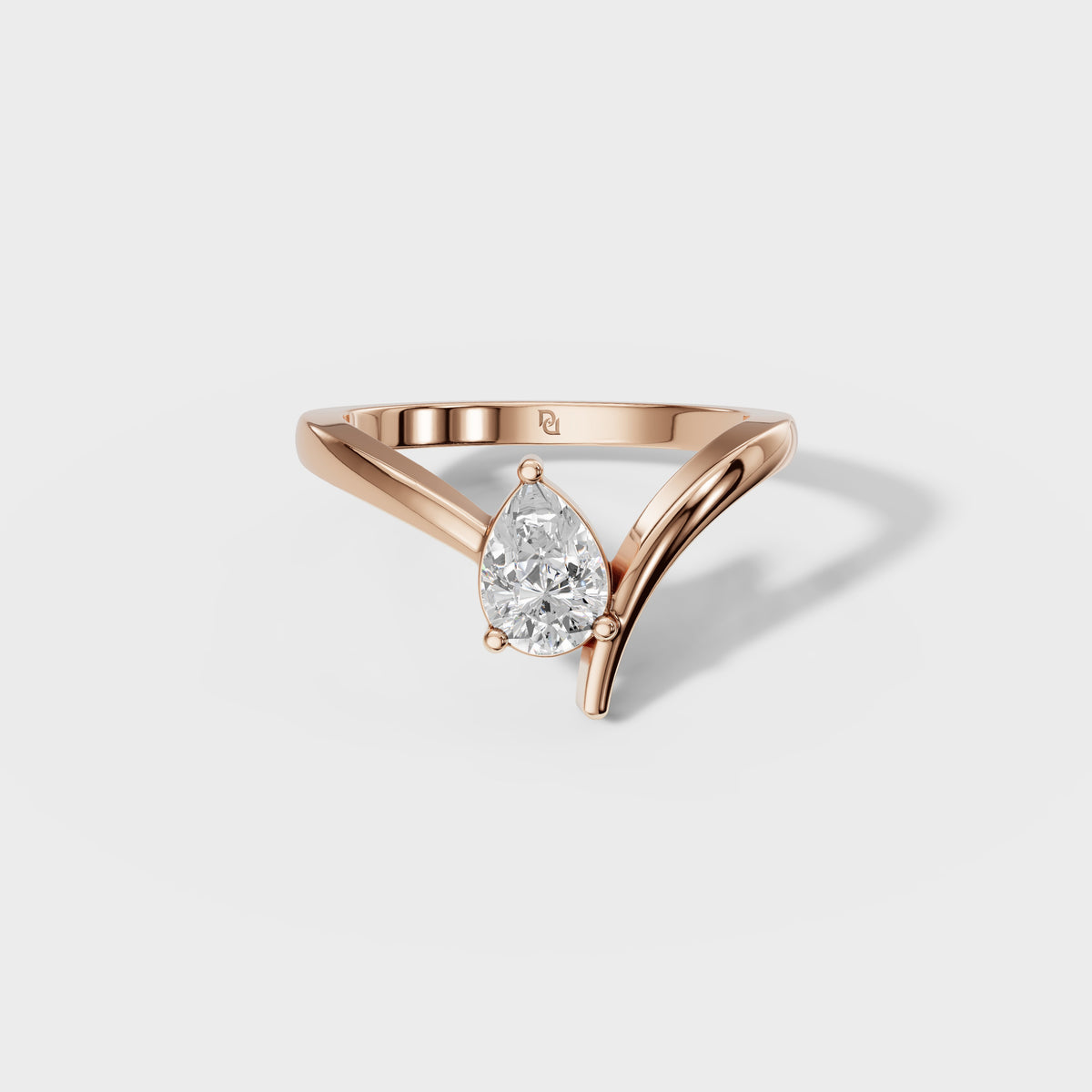 0.50ct Pear Diamond V-Setting Solitaire Ring