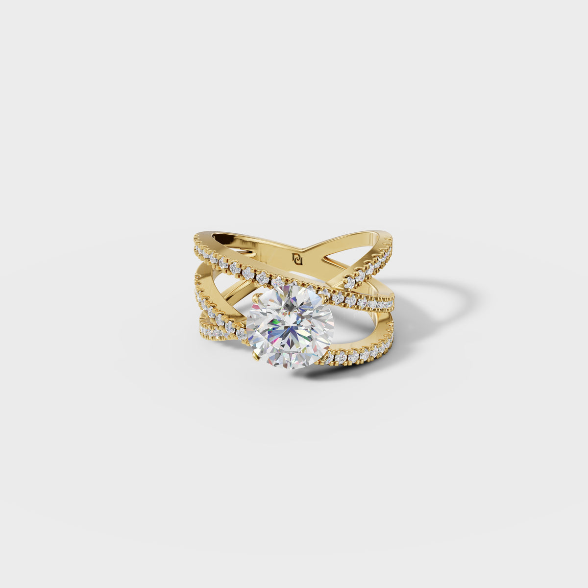 2ct Round Criss Cross Engagement Ring
