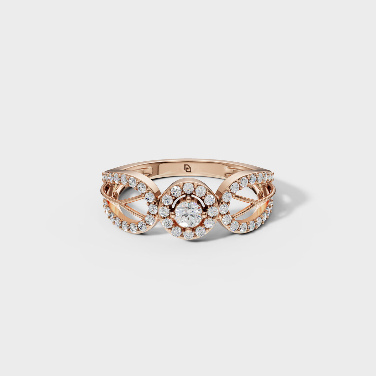 0.45ct Round cut Art Deco Bloom Engagement Ring