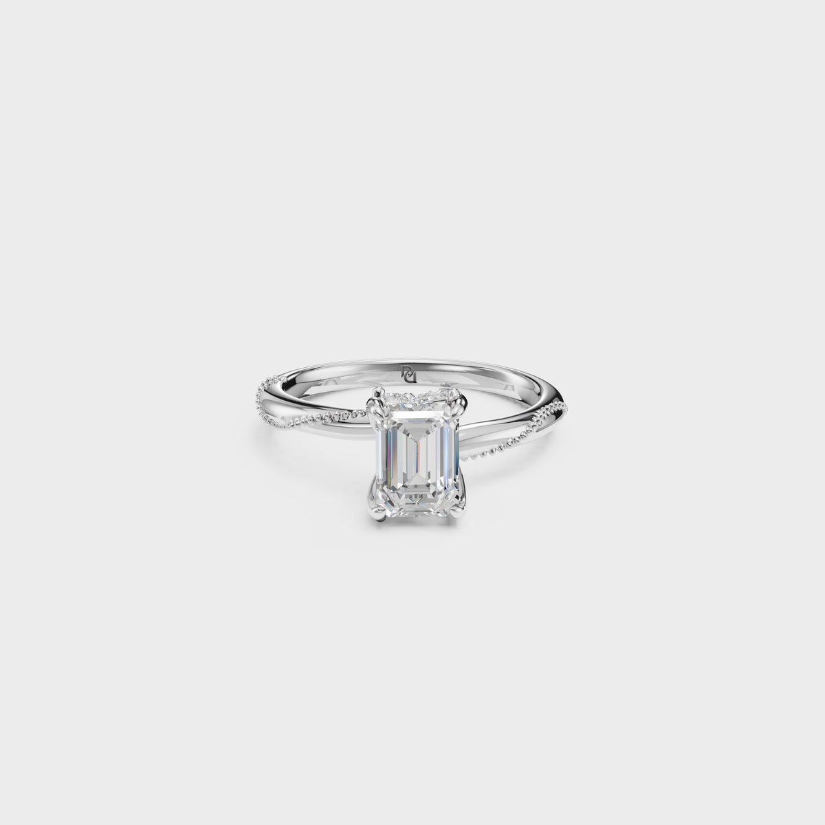 1ct Emerald Cut Crossover Engagement Ring