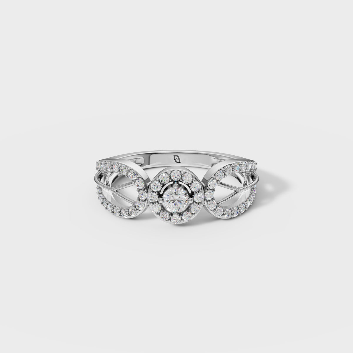 0.45ct Round cut Art Deco Bloom Engagement Ring