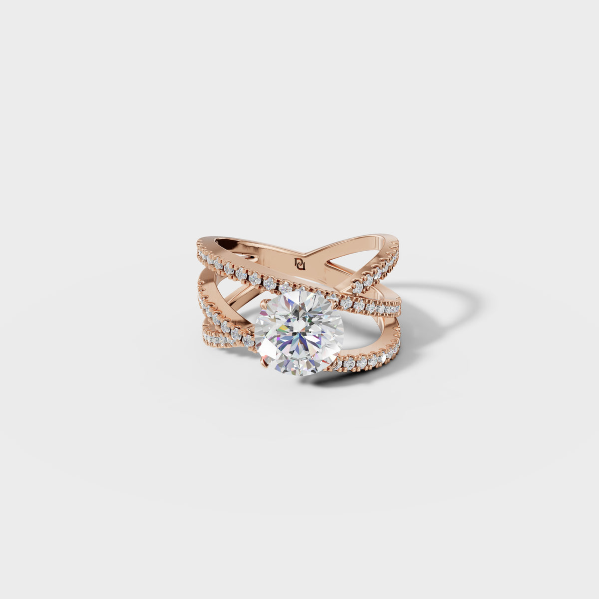 2ct Round Criss Cross Engagement Ring