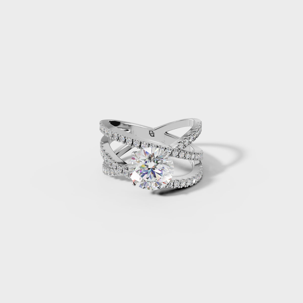 2ct Round Criss Cross Engagement Ring