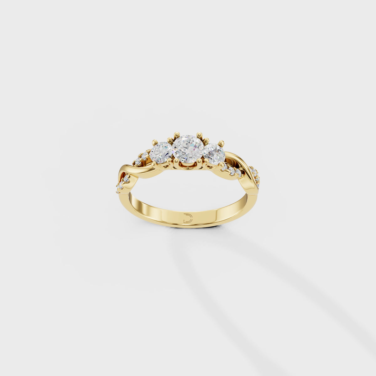 Three Stone Diamond Elegant Engagement Ring