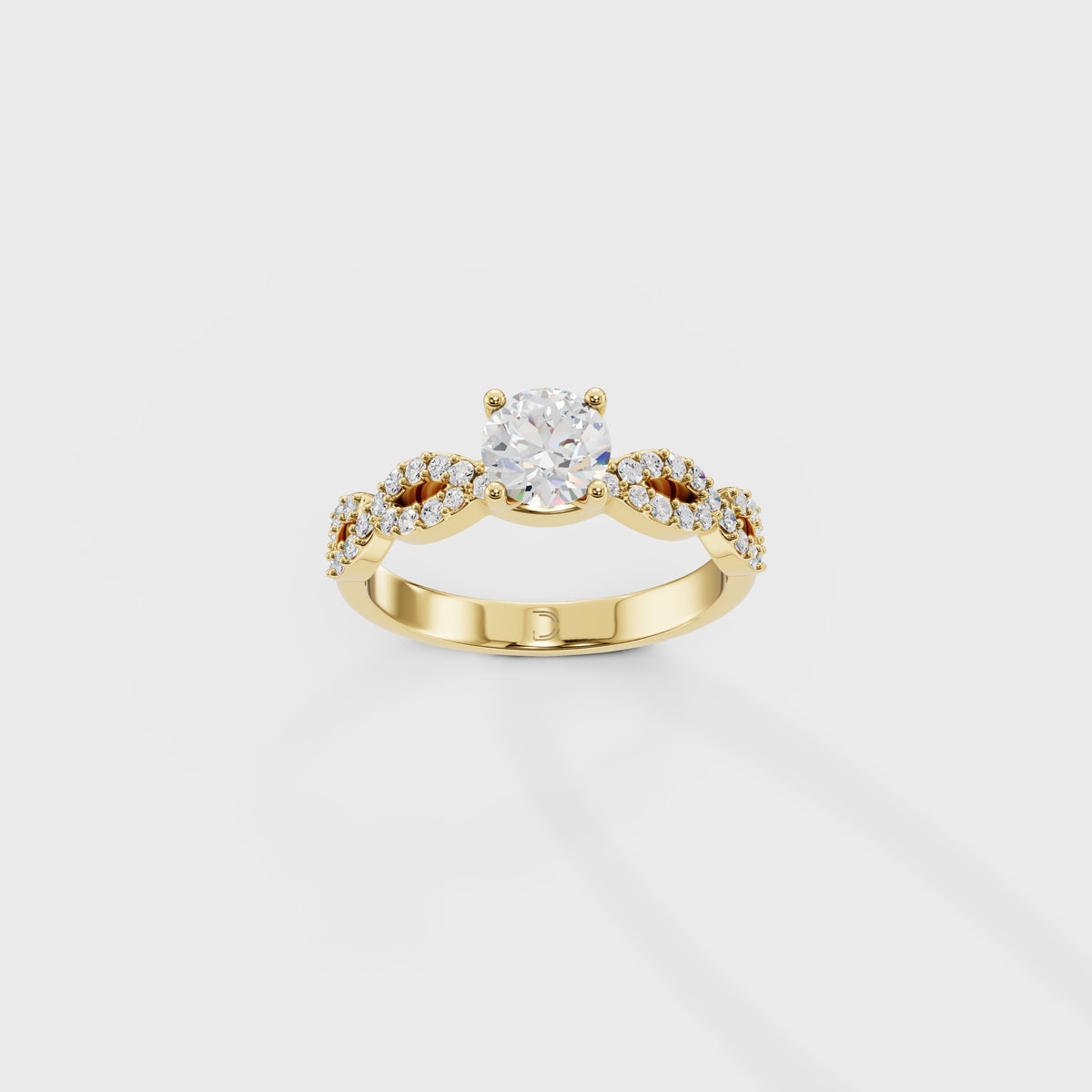 0.45 Round Cut Diamond Pave Twist Engagement Ring