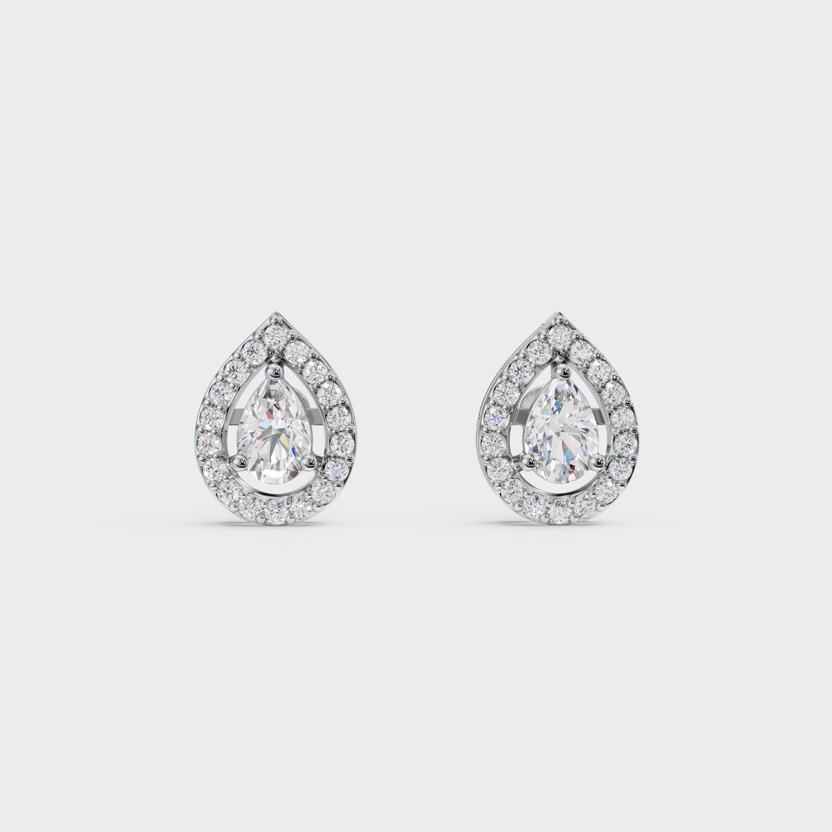 Pear Halo Stud Earrings