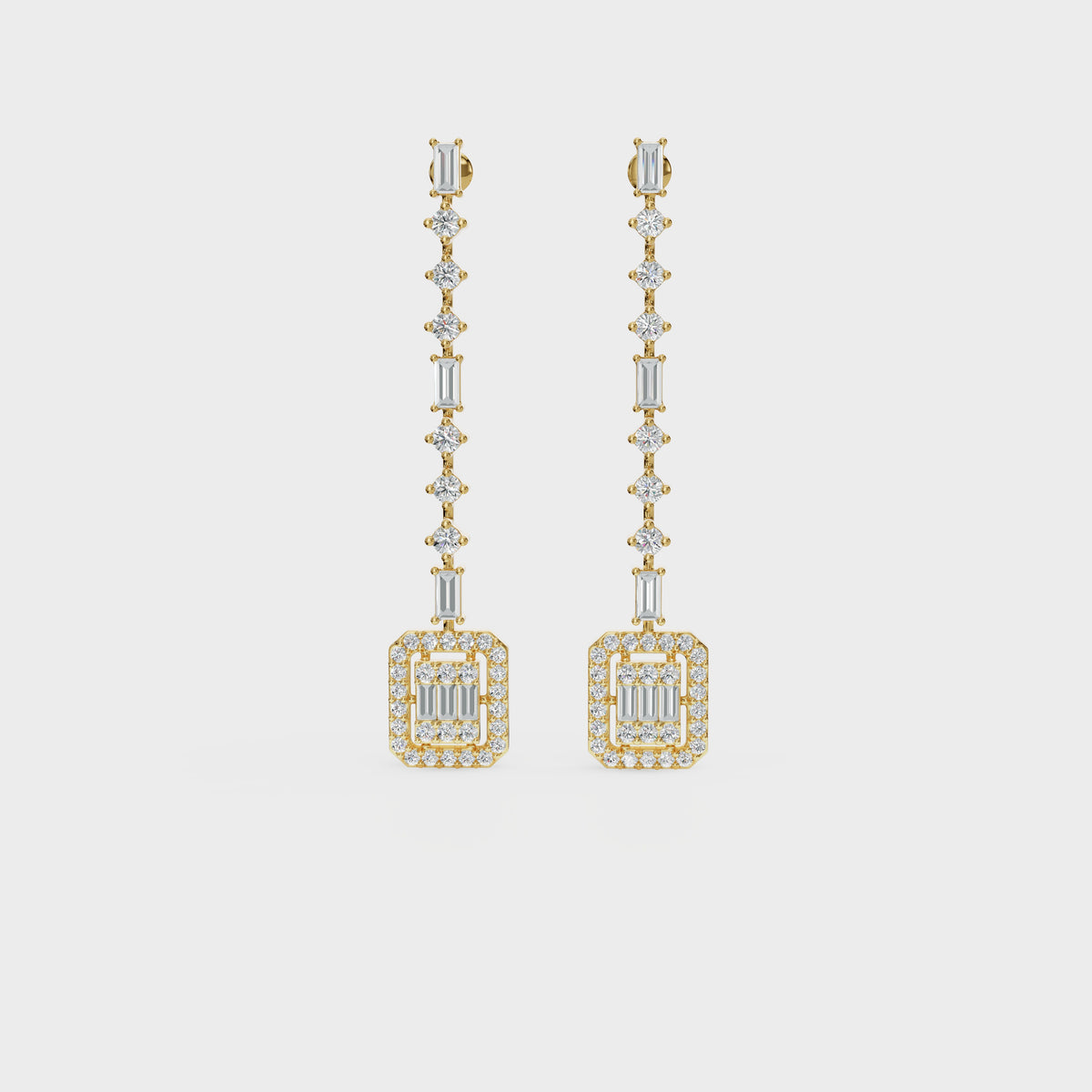 Geometric Diamond Drop Earrings