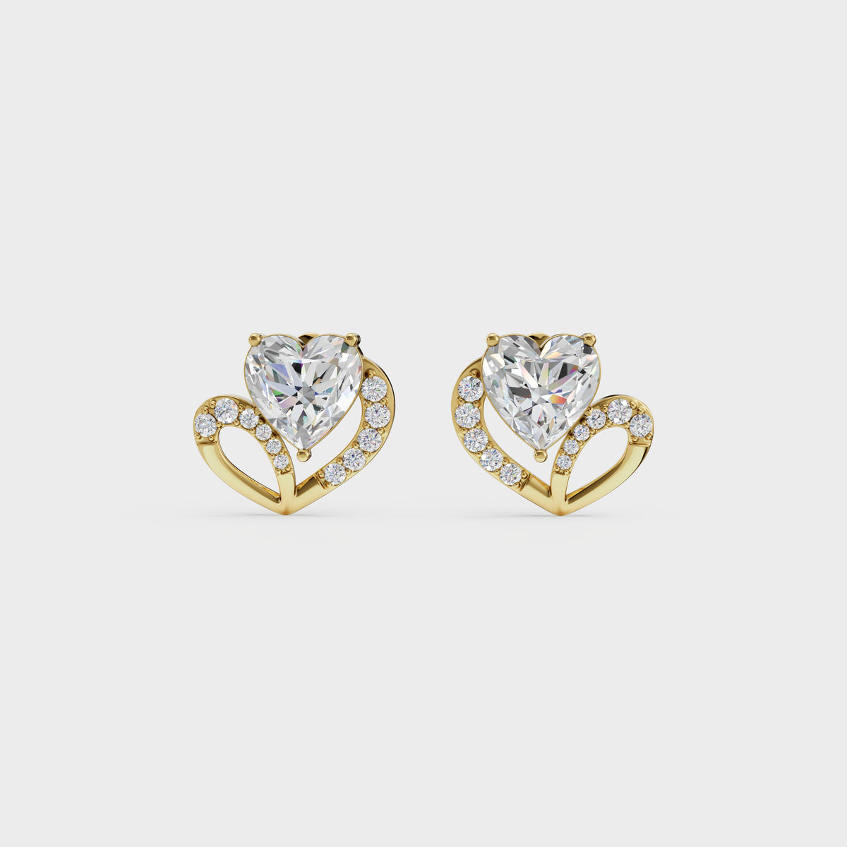 Love's Embrace Diamond Heart Stud Earrings