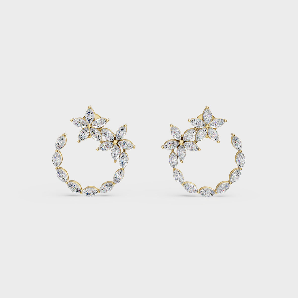 Celestial Blossom Open Circle Marquise Cut Earrings