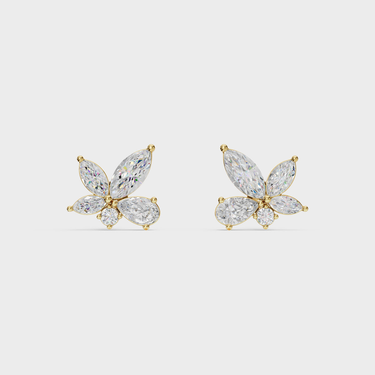 Marquise & Pear Cut Diamond Cluster Earrings