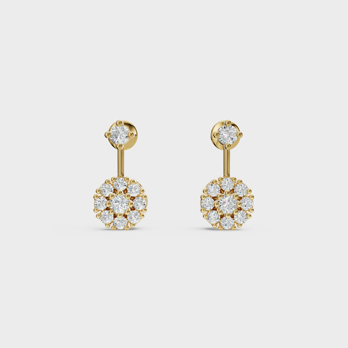 Round Cut Petal Cluster Stud Earrings