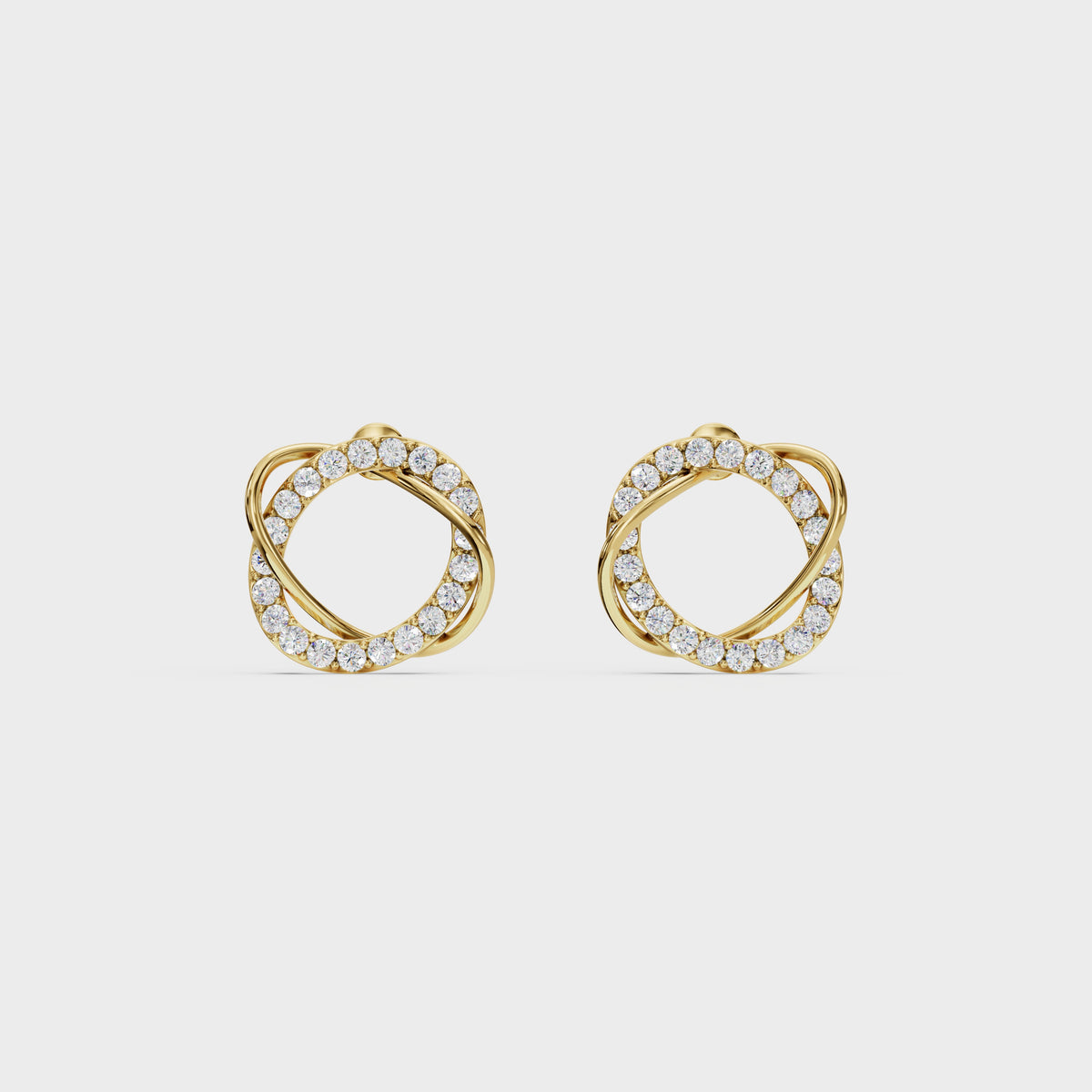 Pave Diamond Knot Stud Earrings