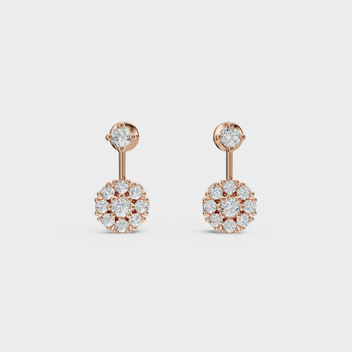 Round Cut Petal Cluster Stud Earrings