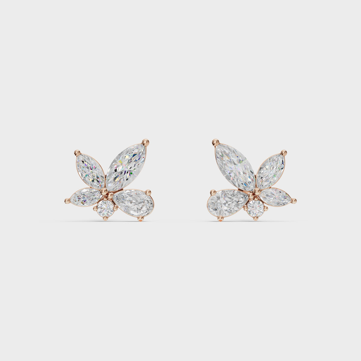 Marquise & Pear Cut Diamond Cluster Earrings