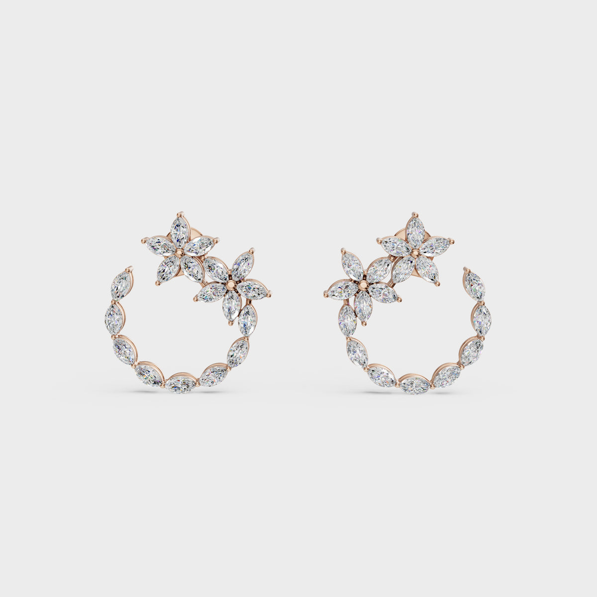 Celestial Blossom Open Circle Marquise Cut Earrings