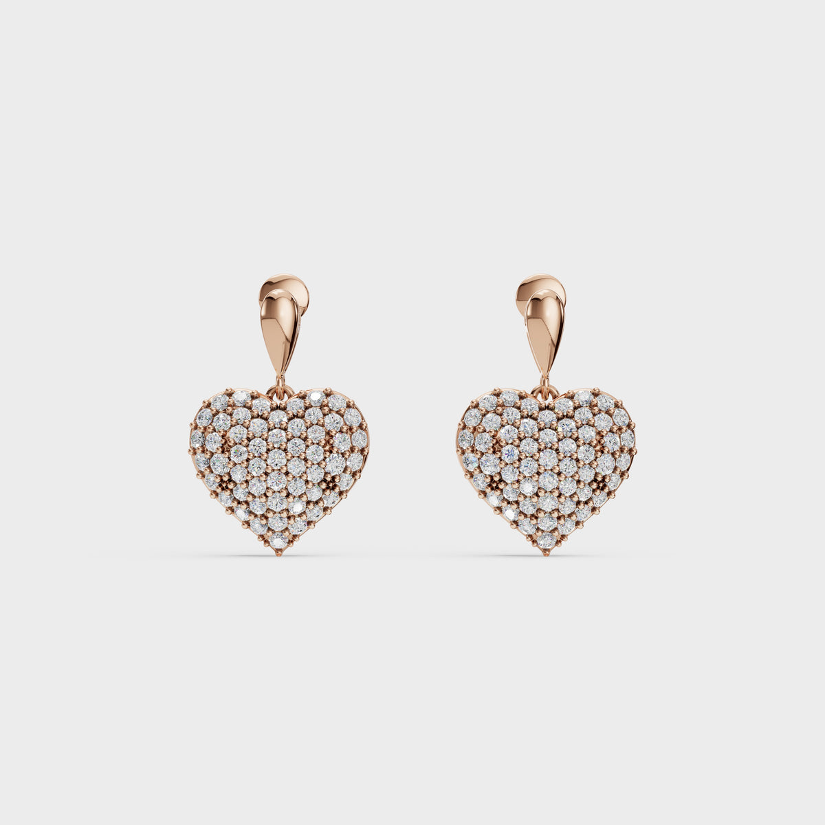 Diamond Heart Drop Earrings