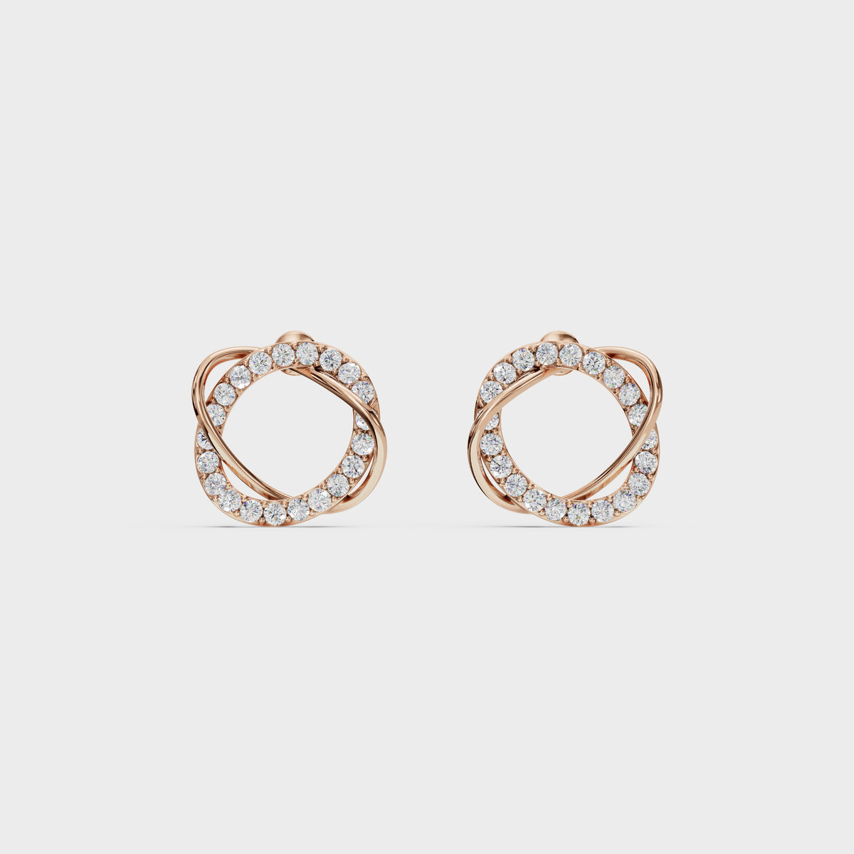 Pave Diamond Knot Stud Earrings