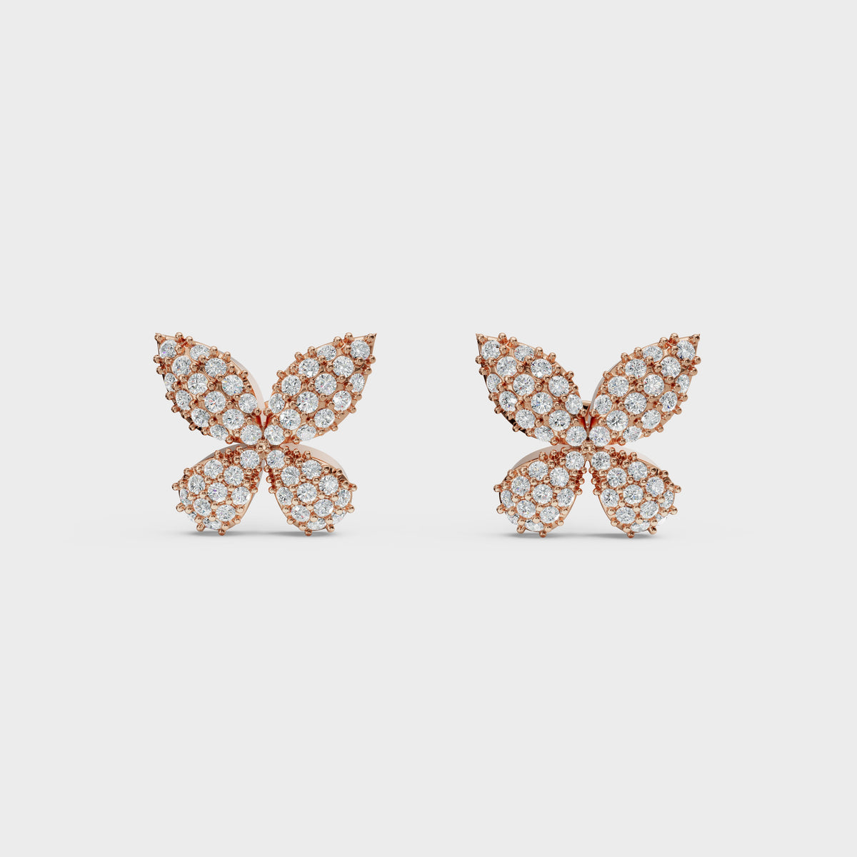 Diamond Pave Butterfly Stud Earrings