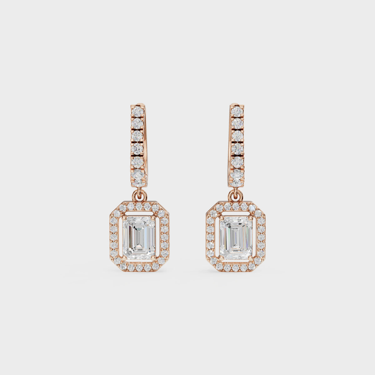 Emerald Halo Drop Huggie Earrings