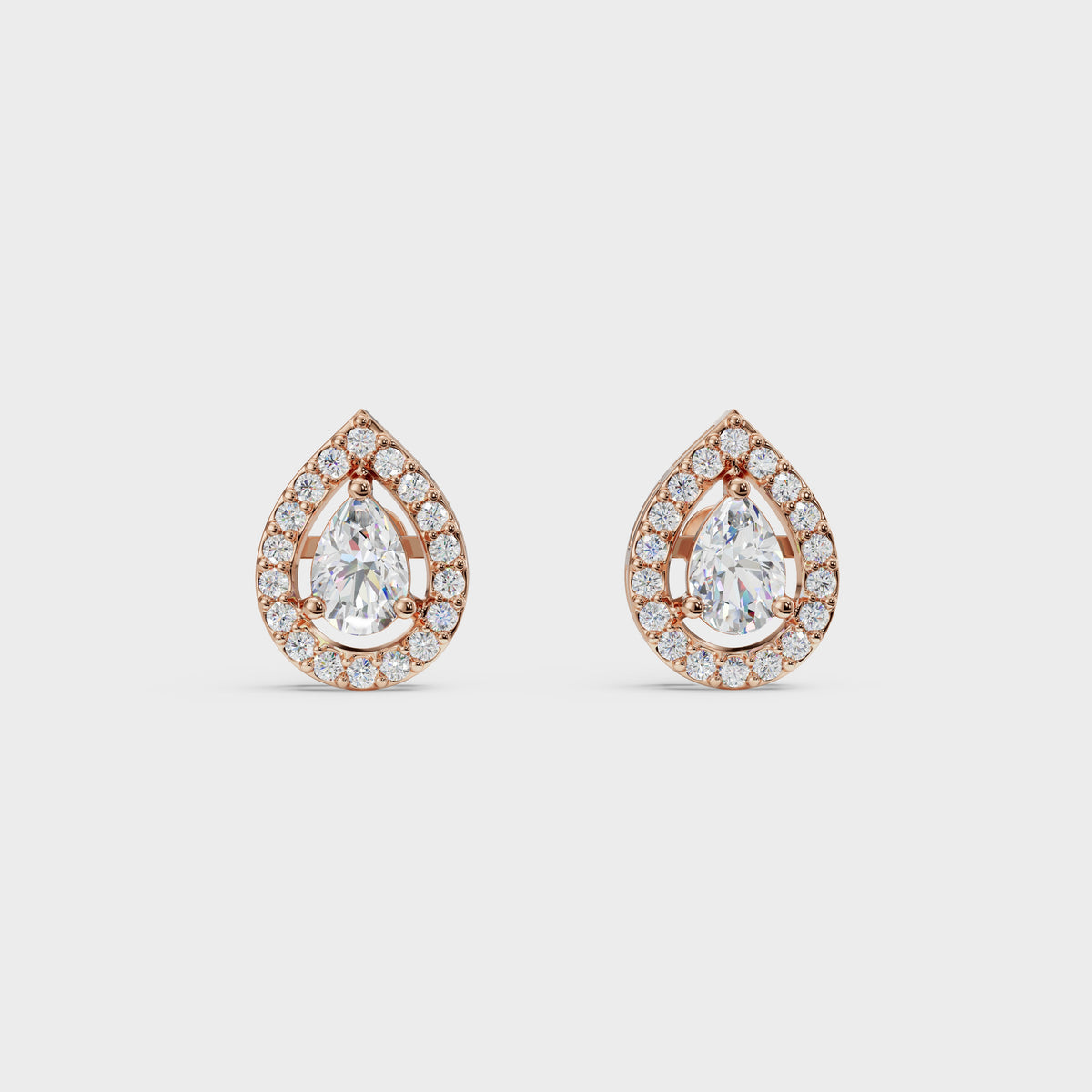 Pear Halo Stud Earrings