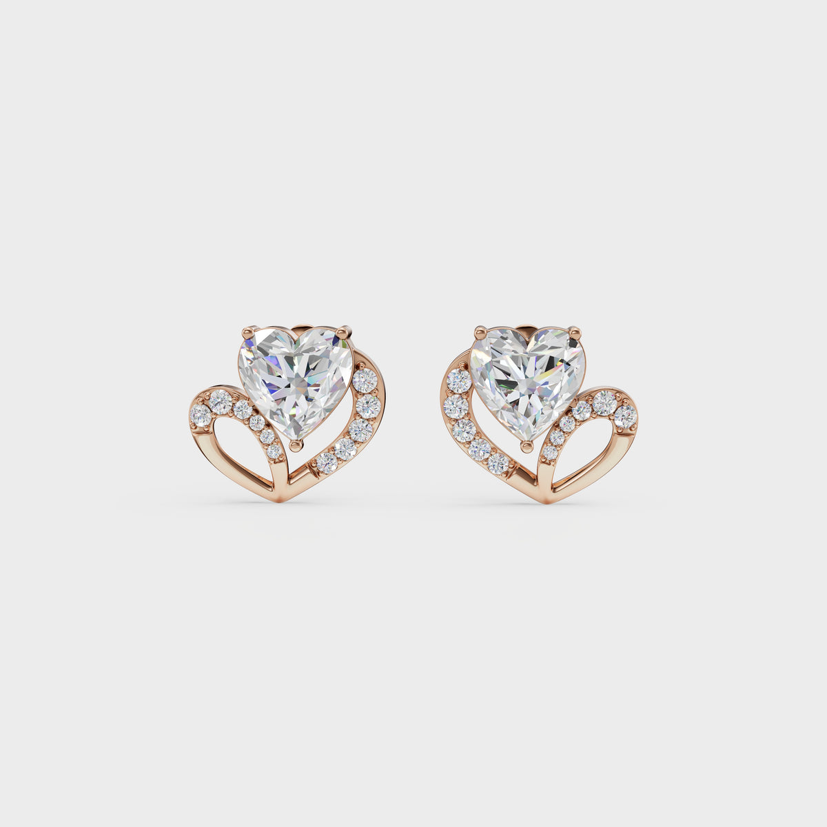 Love's Embrace Diamond Heart Stud Earrings