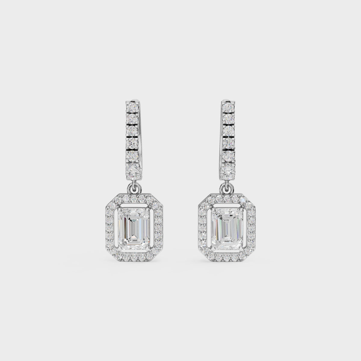 Emerald Halo Drop Huggie Earrings