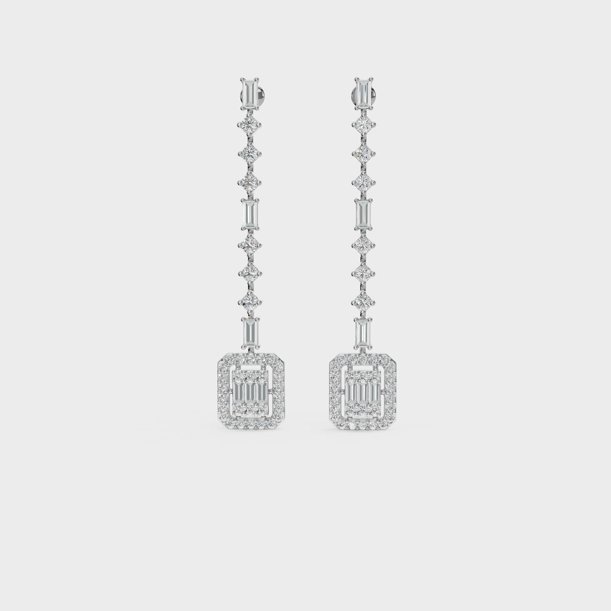 Geometric Diamond Drop Earrings