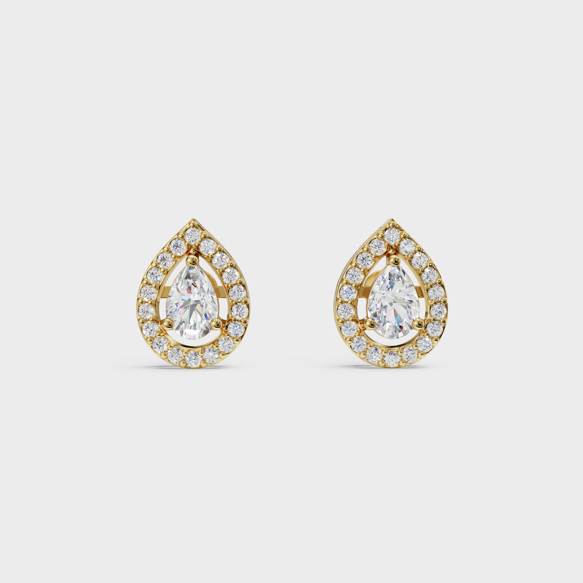 Pear Halo Stud Earrings