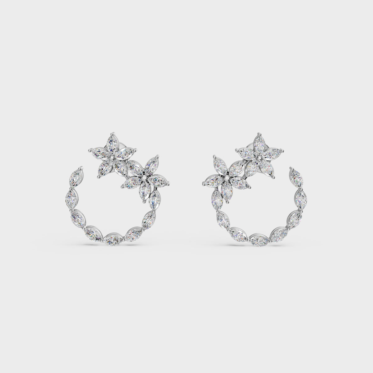Celestial Blossom Open Circle Marquise Cut Earrings