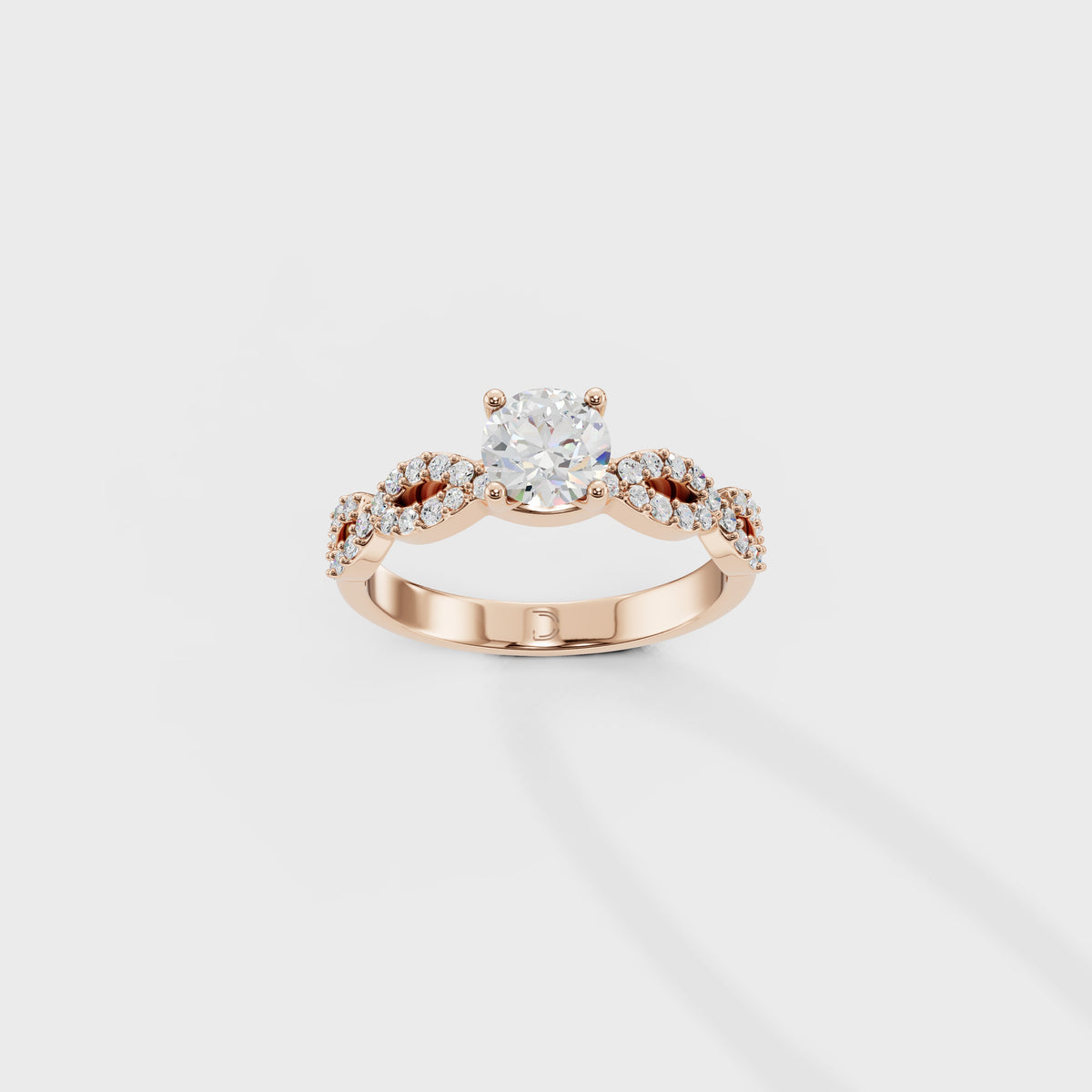 0.45 Round Cut Diamond Pave Twist Engagement Ring