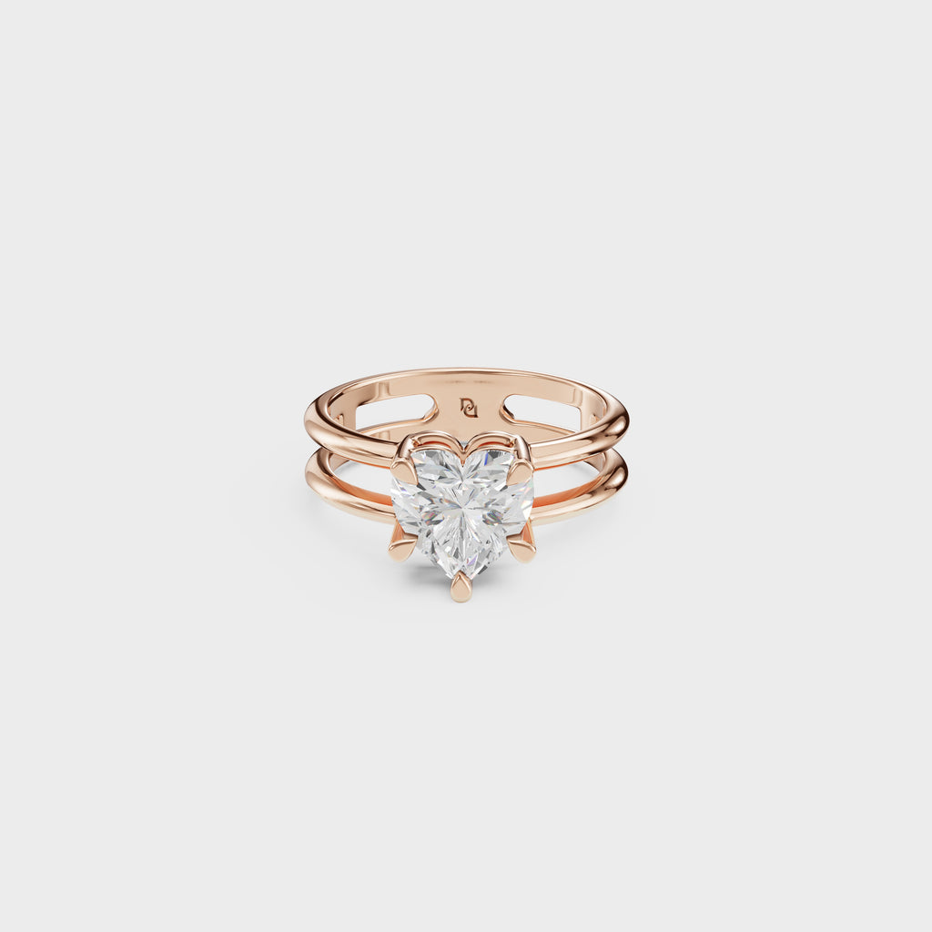 Double Row Heart Cut Diamond Ring