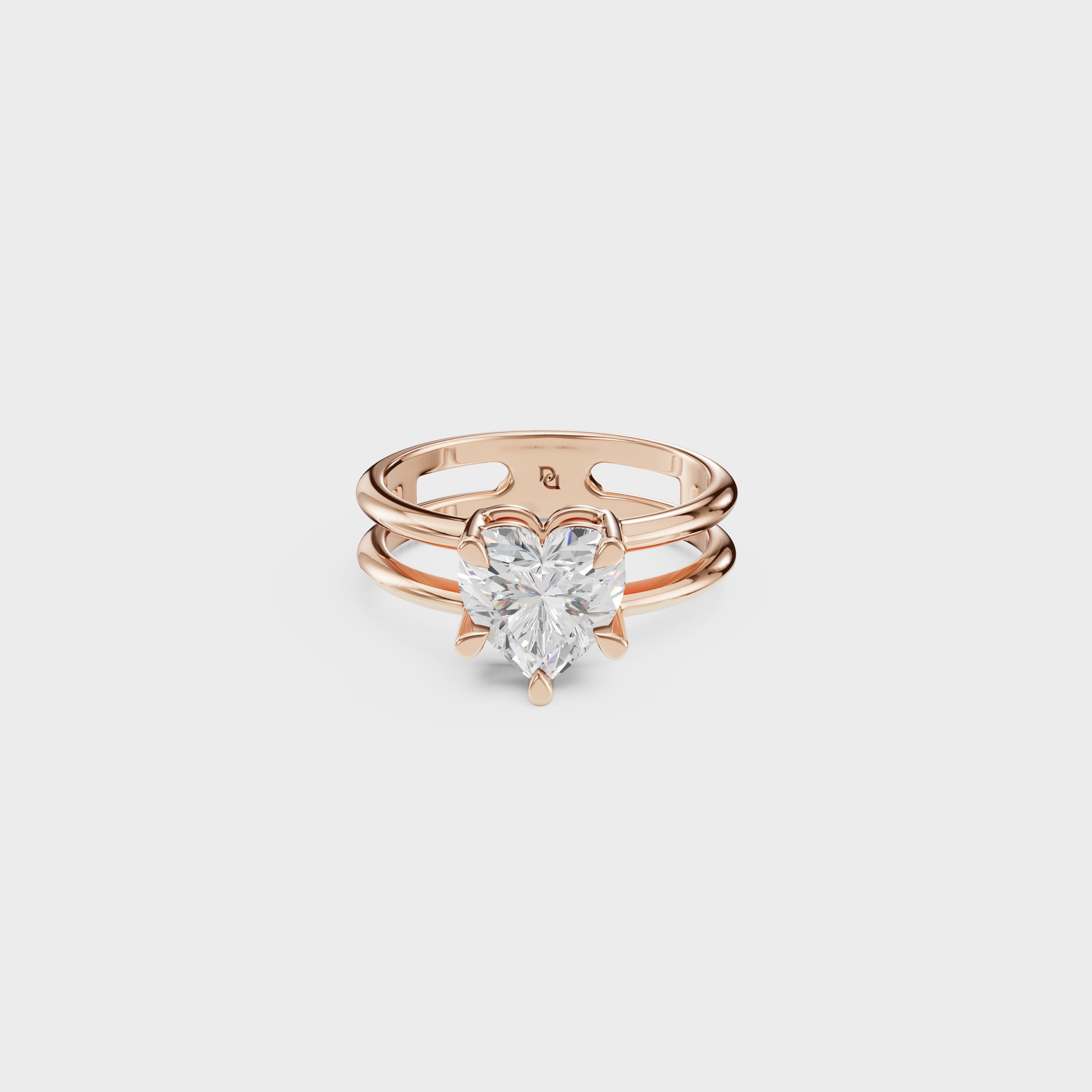 Double Row Heart Cut Diamond Ring