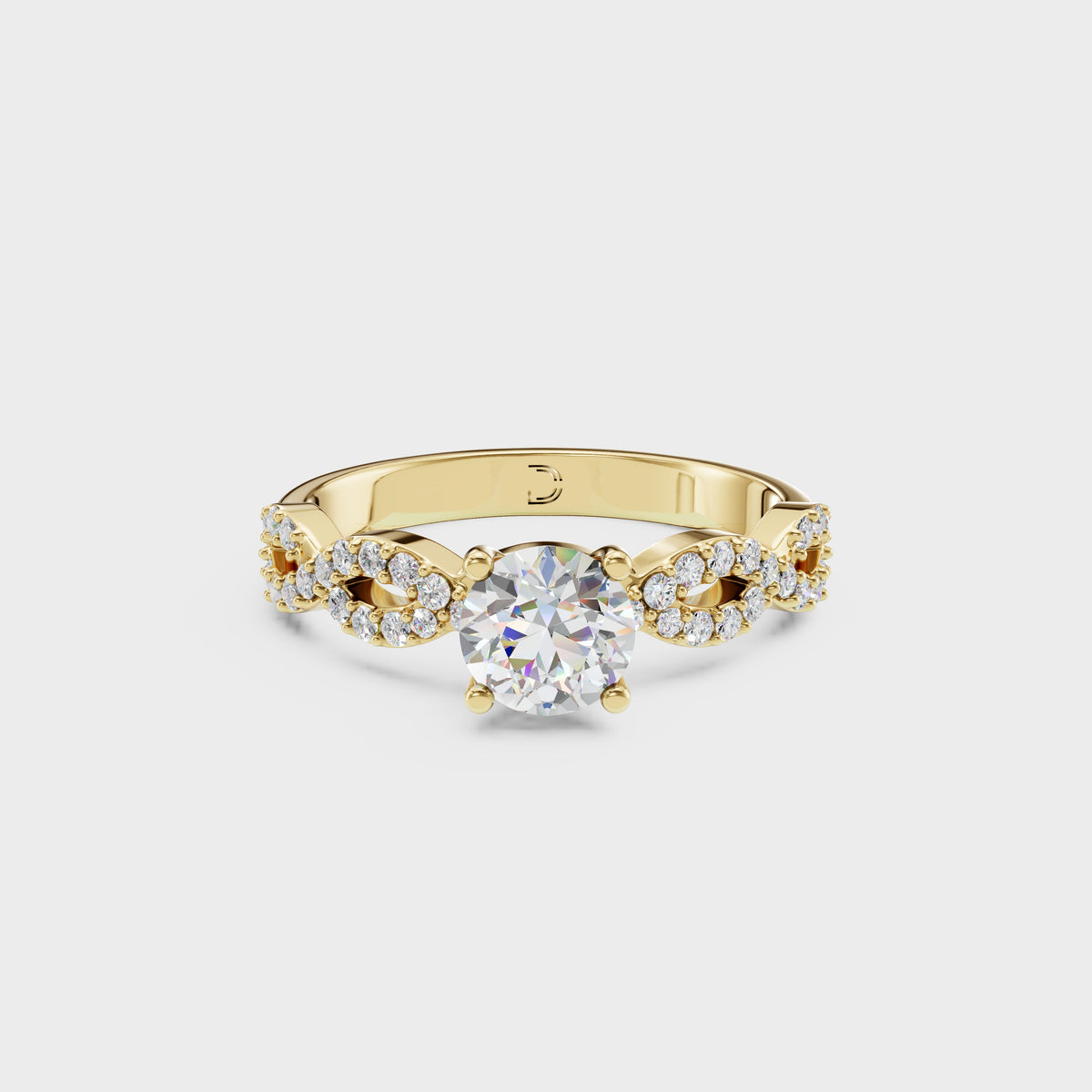 0.45 Round Cut Diamond Pave Twist Engagement Ring
