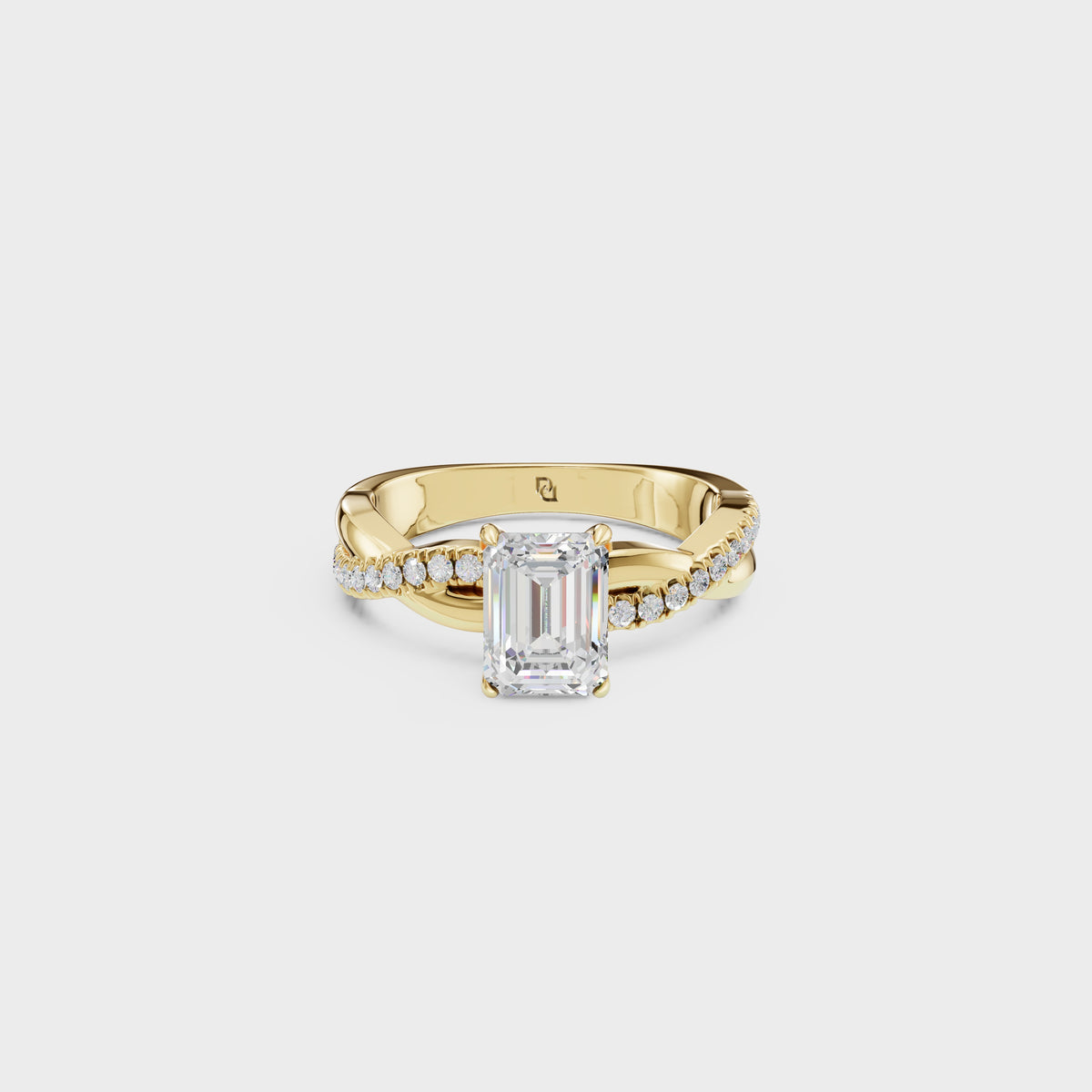 1.02ct Eternal Embrace Emerald Cut Twisted Engagement Ring
